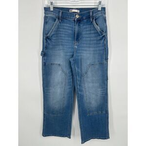 Vintage SO High Rise Wide Leg Carpenter Jeans Cropped Size 27 Stretch Y2K